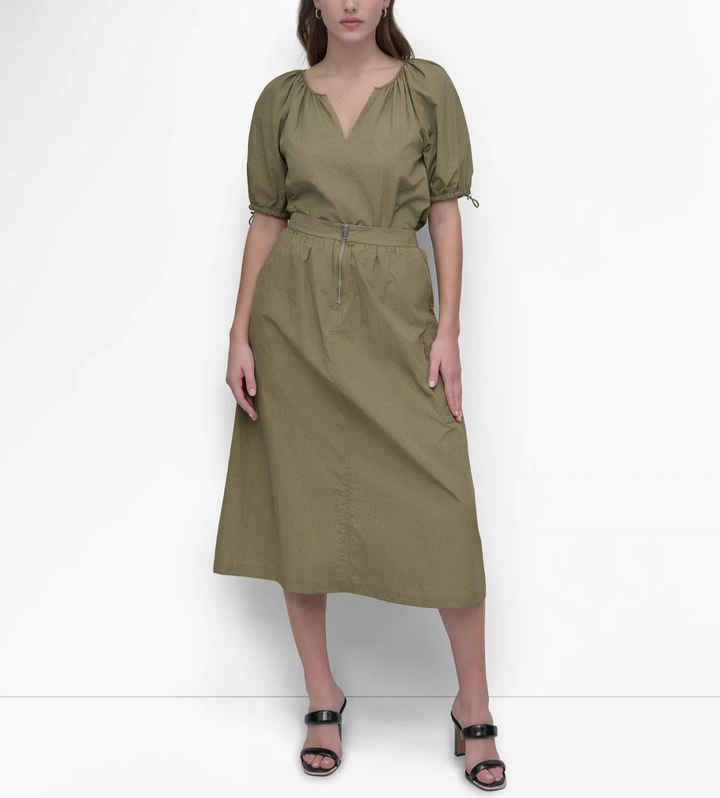 DKNY Women's Perforated Zip-Front Midi Skirt MSRP $109