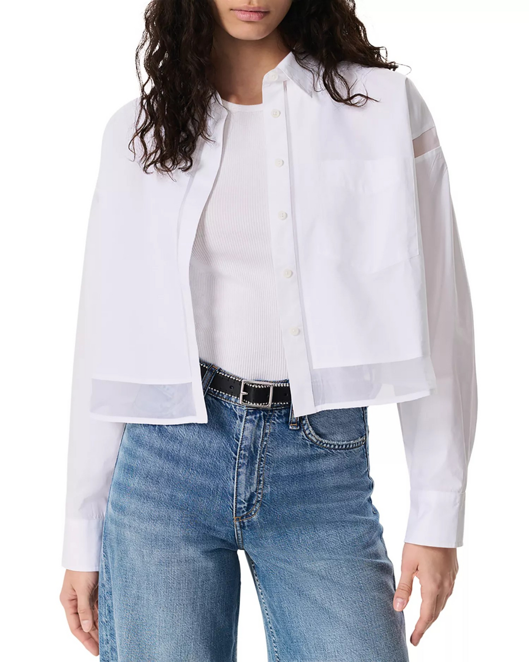rag & bone Beatrice Cropped Combo Shirt MSRP $248
