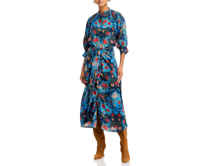 FARM Rio Arabesque Floral Tie Front Dress MSRP $298