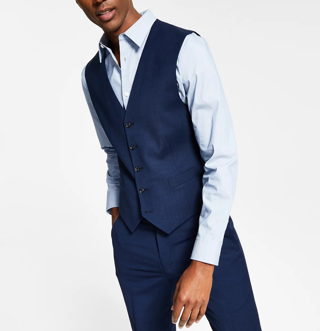 Tommy Hilfiger Men's Modern-Fit Wool TH-Flex Stretch Suit Vest MSRP $125