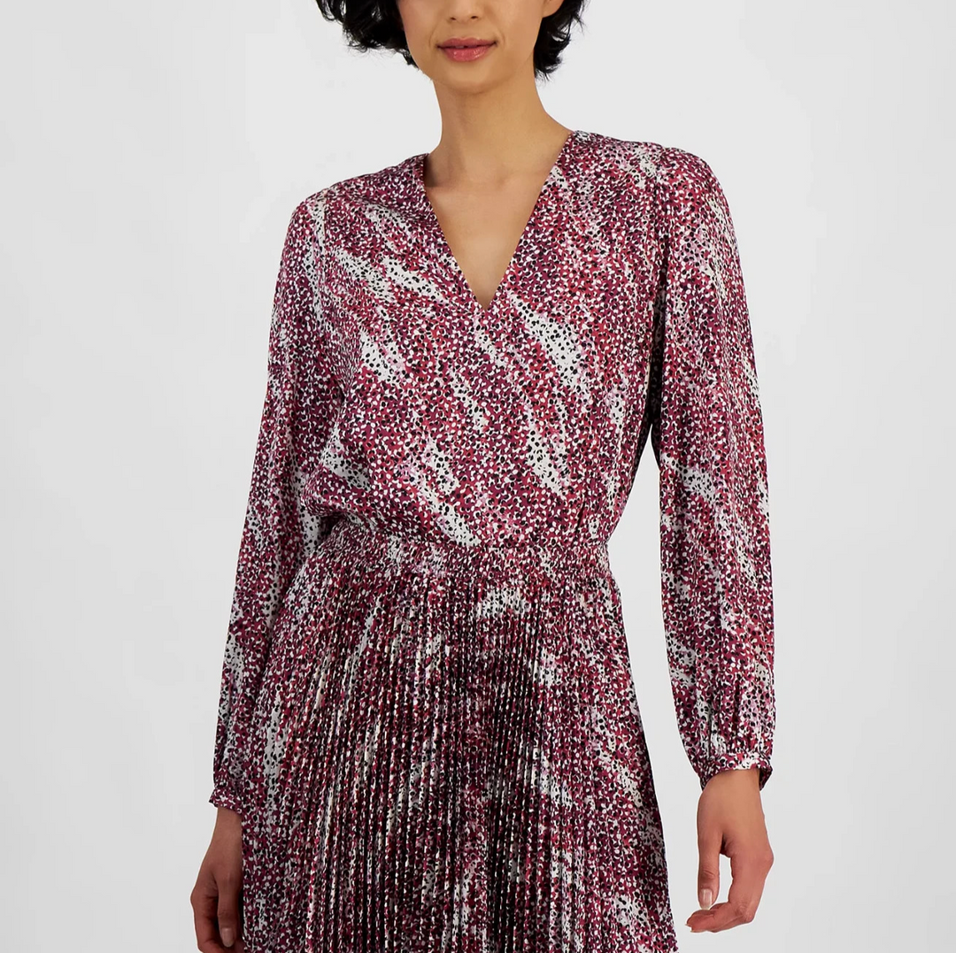 BOSS Orange Women's Printed V-Neck Long-Sleeve Blouse MSRP $138