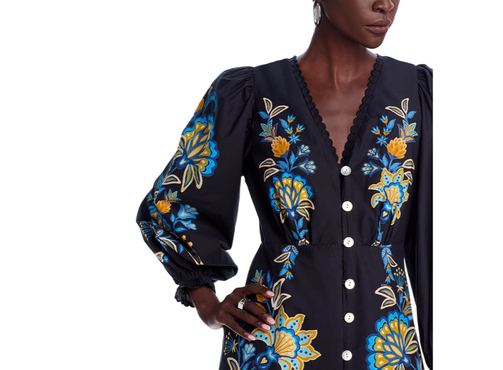 FARM Rio Stitched Garden Midi Dress MSRP $290