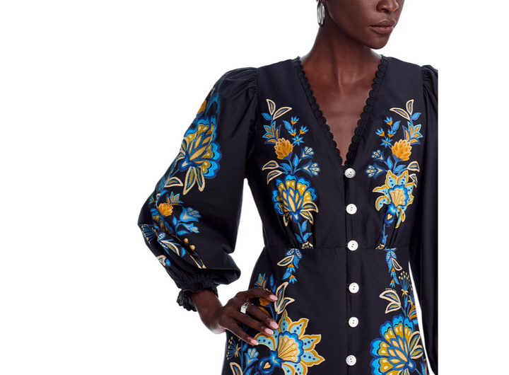 FARM Rio Stitched Garden Midi Dress MSRP $290