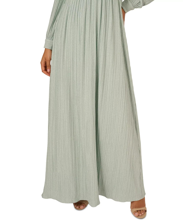 Adrianna Papell Women's V-Neck Pleated Metallic Gown MSRP $249