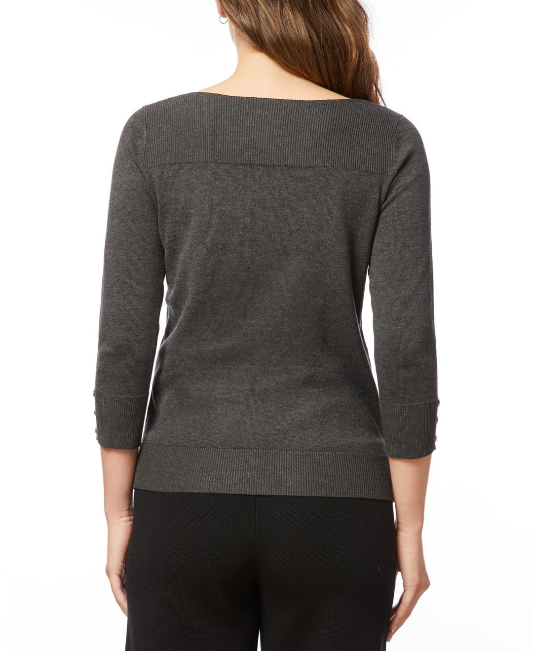 Melissa Paige Women's Boat-Neck Ribbed-Trim 3/4-Sleeve Sweater MSRP $46.50