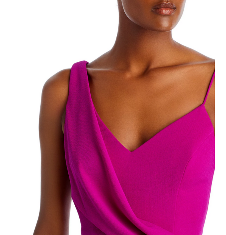 AQUA Asymmetric Overlay Crepe Gown MSRP $238