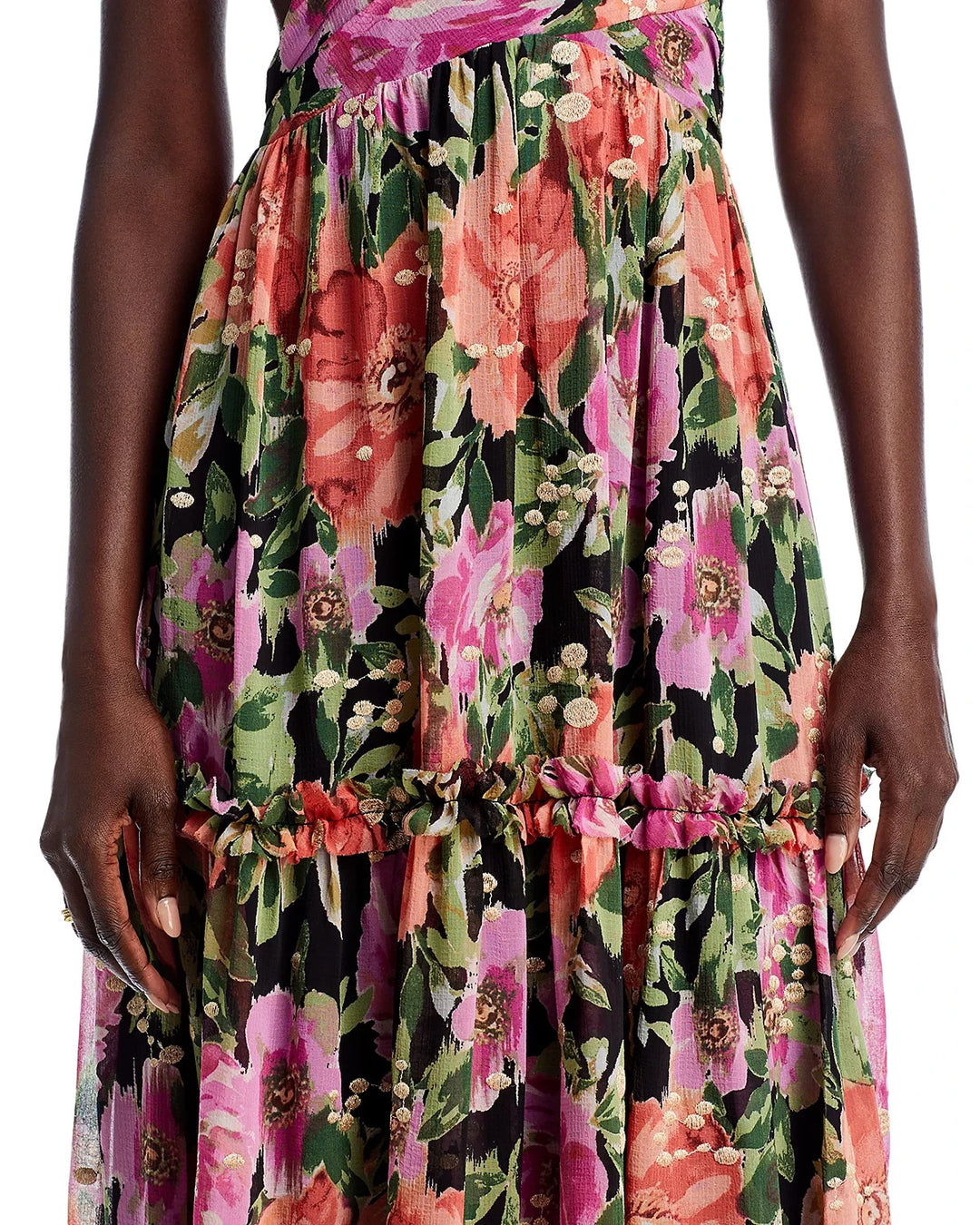 AQUA Embroidered Floral Maxi Dress MSRP $128