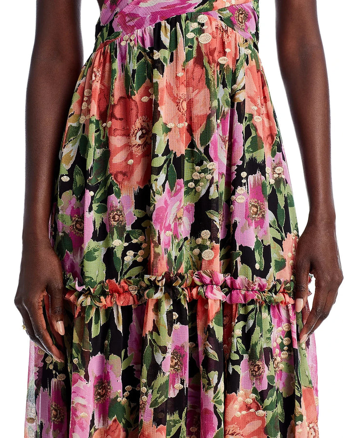 AQUA Embroidered Floral Maxi Dress MSRP $128