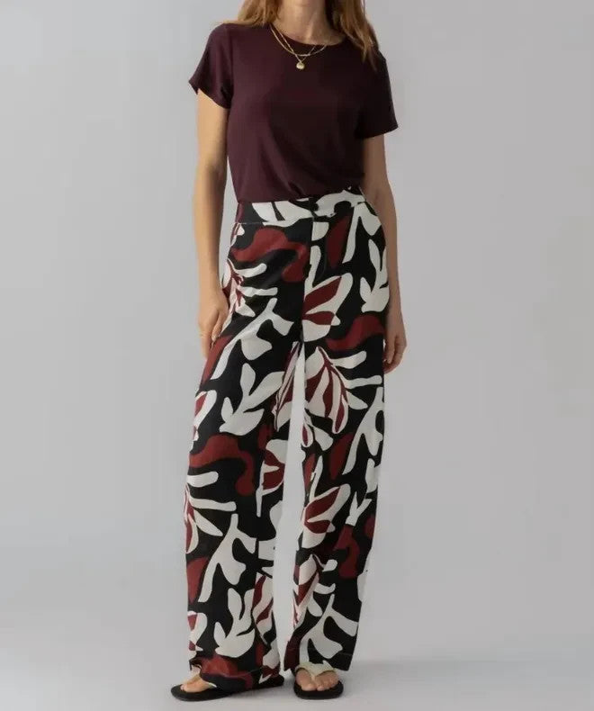 Sanctuary Women's The Soft Linen-Blend Printed High Rise Pants MSRP $129