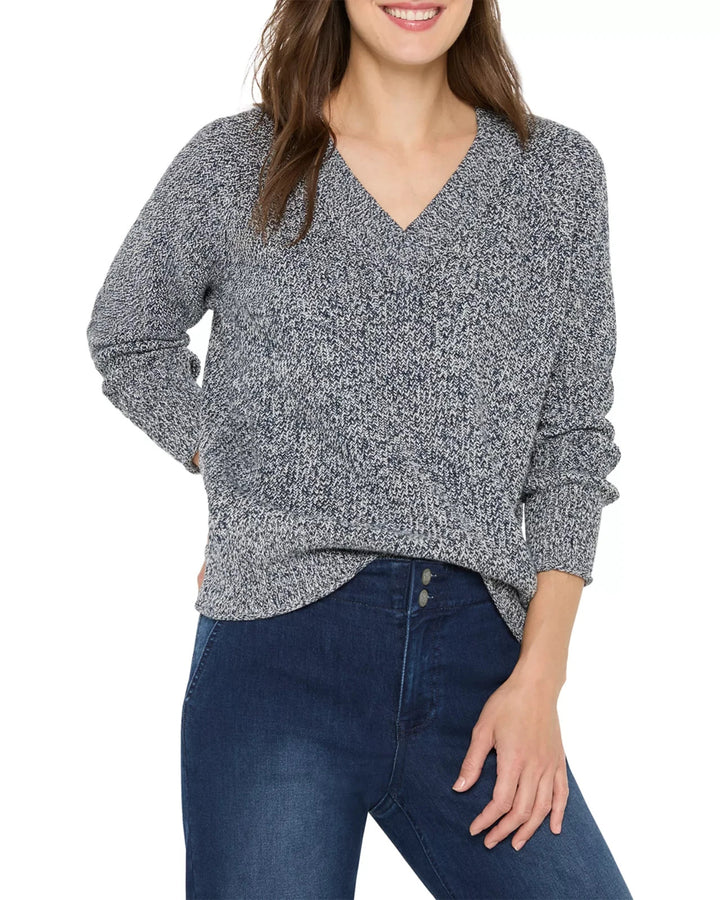 NIC+ZOE V-Neck Shaker Stitch Sweater MSRP $158