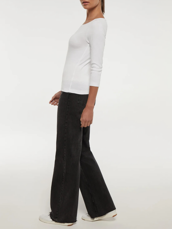 Three Dots Women's Boat-Neck 3/4-Sleeve T-Shirt MSRP $55