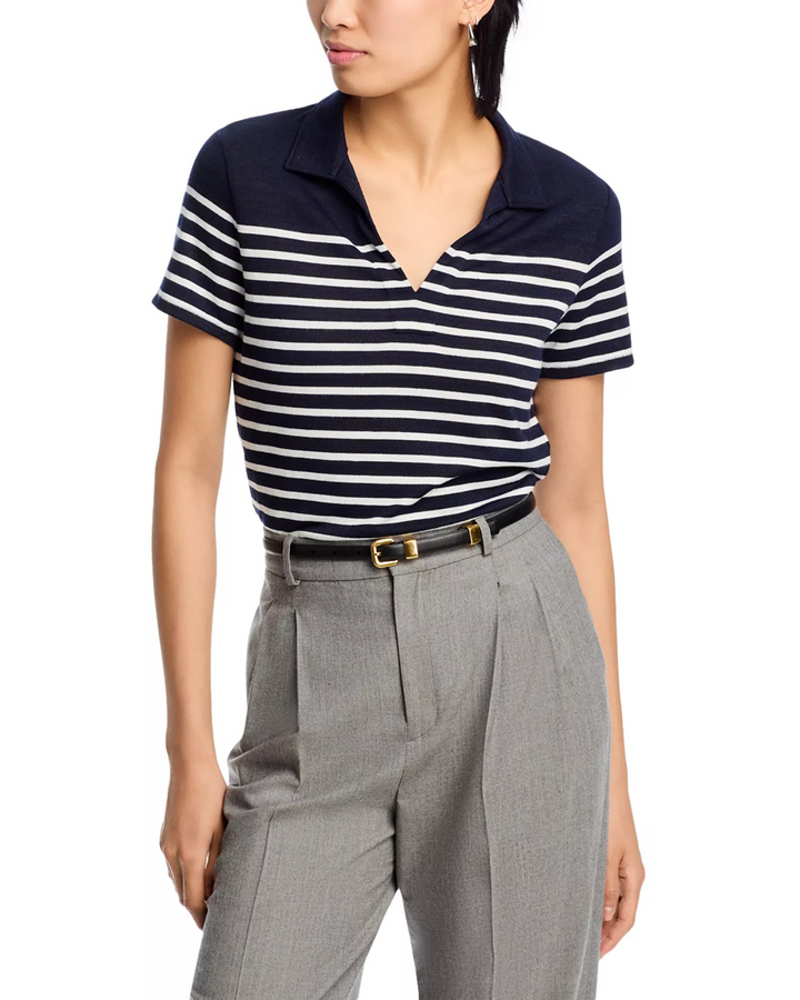 rag & bone The Knit Stripe Polo Top MSRP $178