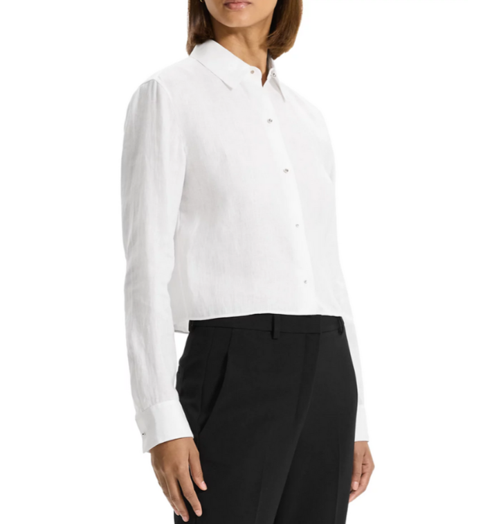 Theory Linen Cropped Shirt MSRP $195