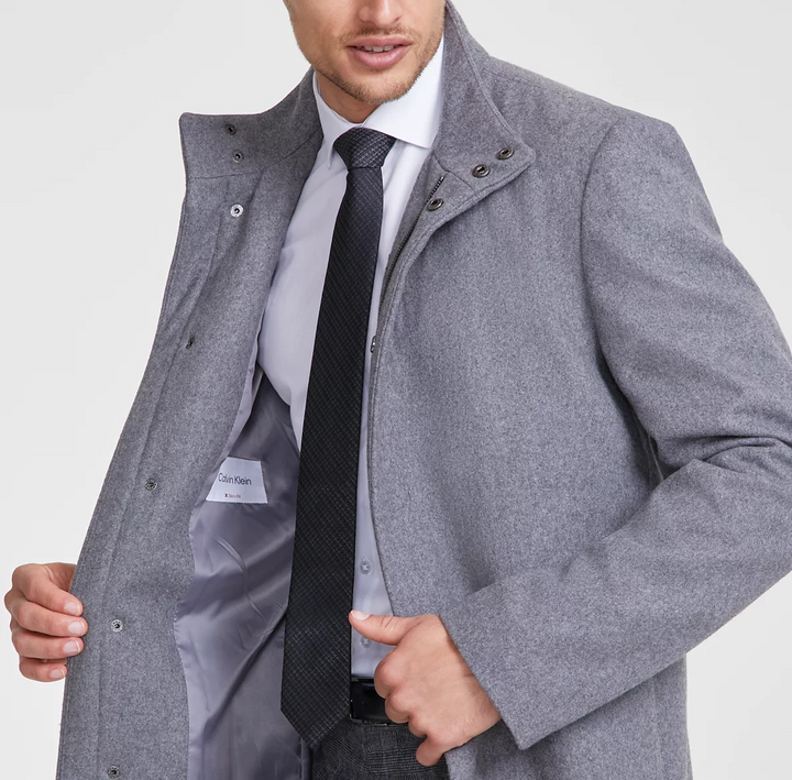 Calvin Klein Men's Mayden Slim-Fit Wool Blend Overcoat MSRP $495