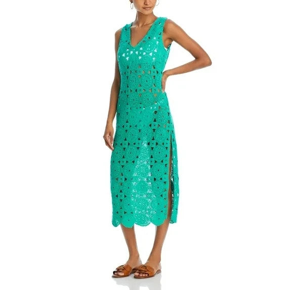 Aqua Women's Crochet Swim Cover Up Dress MSRP $98