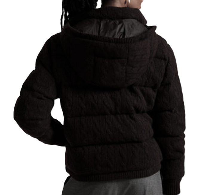 POLO Ralph Lauren Cable Knit Hooded Down Coat MSRP $698