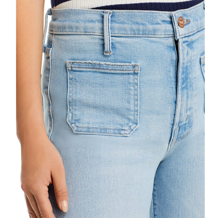 MOTHER The Lil' Petite Patch Pocket Undercover High Rise Wide Leg Jeans $248
