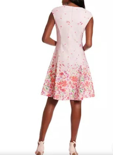 London Times Scattered Floral-Print Fit & Flare Dress MSRP $59