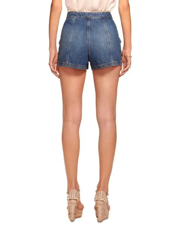 Ramy Brook Nova Cotton Denim Shorts MSRP $225