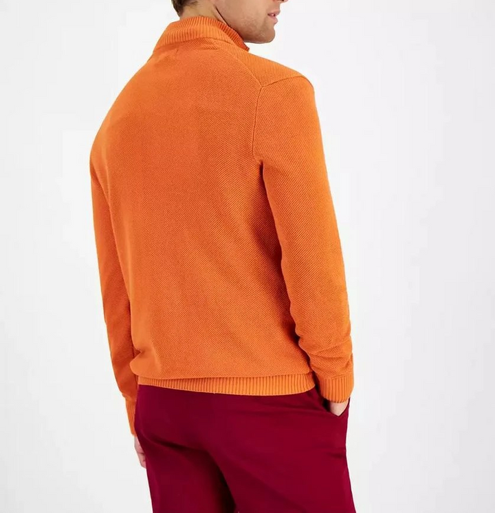 Club Room Men's Quarter-Zip Textured Cotton Sweater MSRP $65