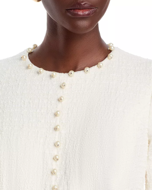 Teri Jon by Rickie FreemanBouclé Embellished Dress MSRP $750