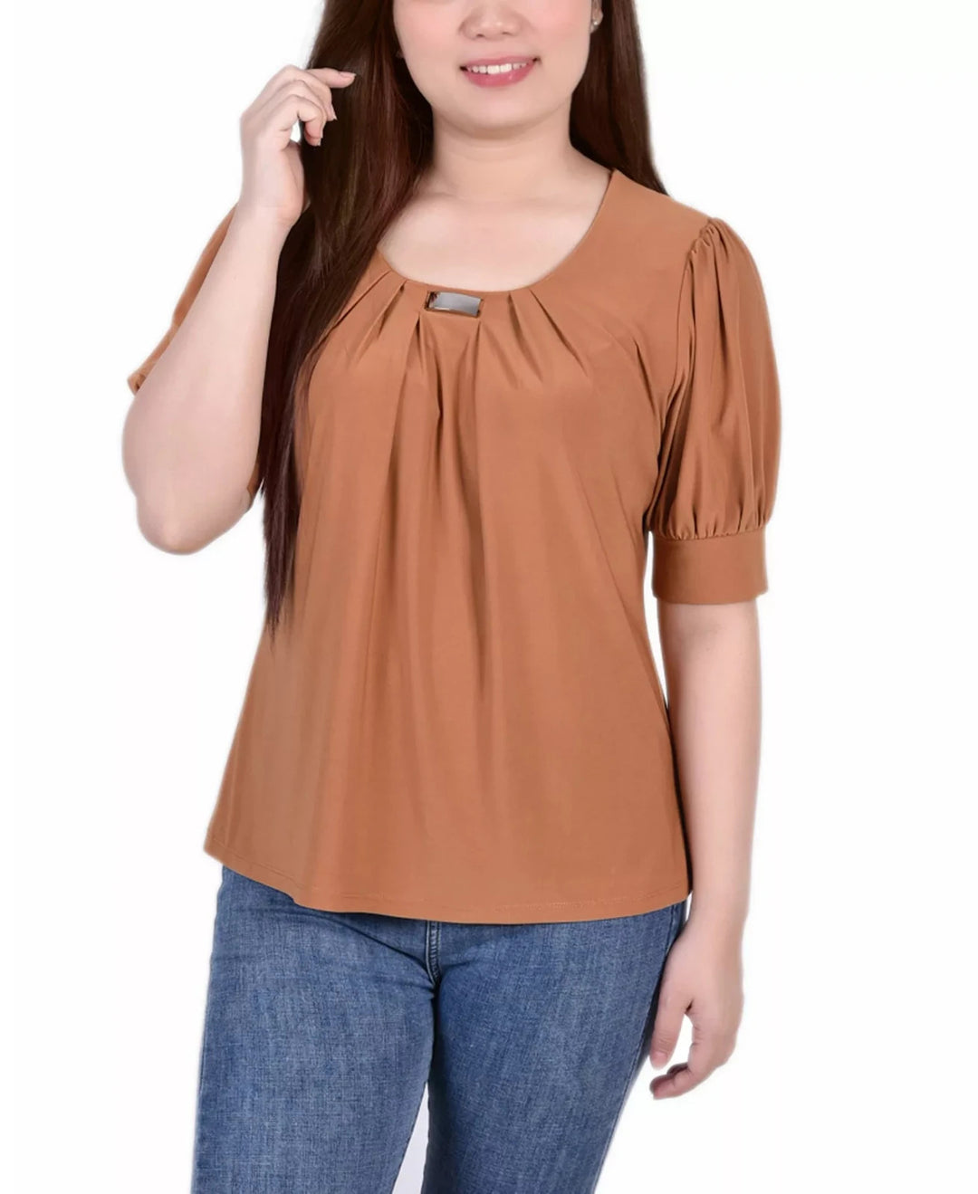 NY Collection Petite Short Sleeve Balloon Sleeve Top MSRP $42
