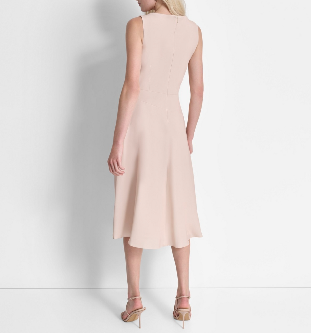 DKNY Petite Placed-Print Sleeveless Cowlneck Dress MSRP $139