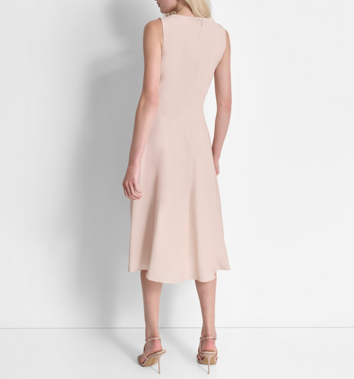 DKNY Petite Placed-Print Sleeveless Cowlneck Dress MSRP $139