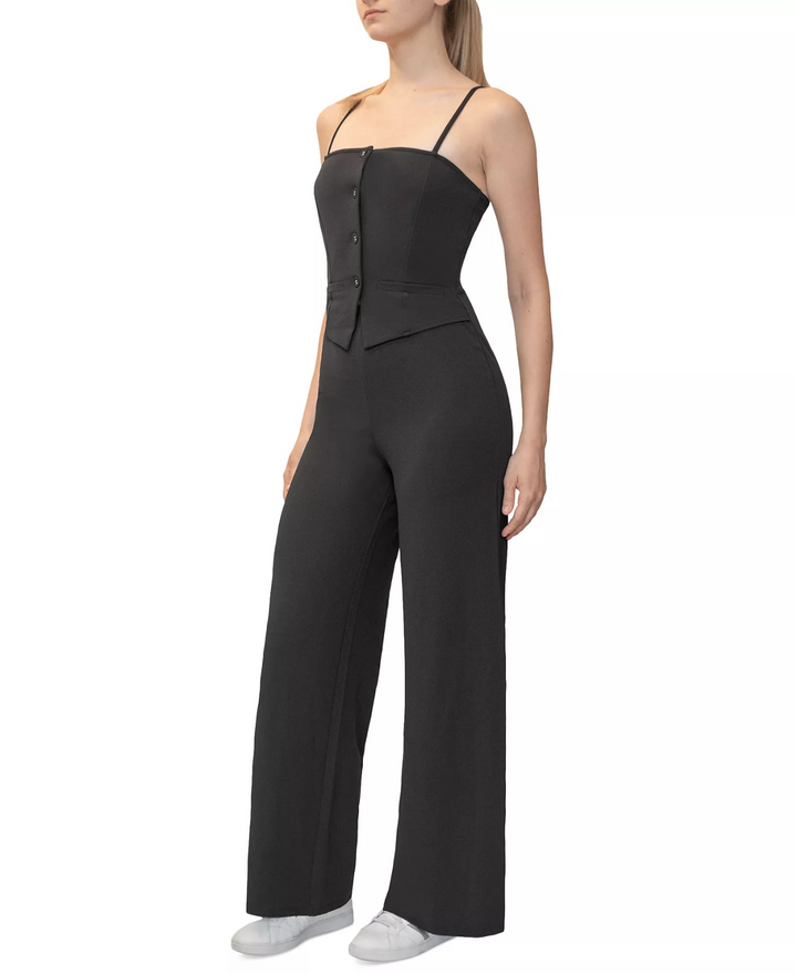 Almost Famous Dylan Ryan Juniors' Vest-Style Jumpsuit MSRP $39