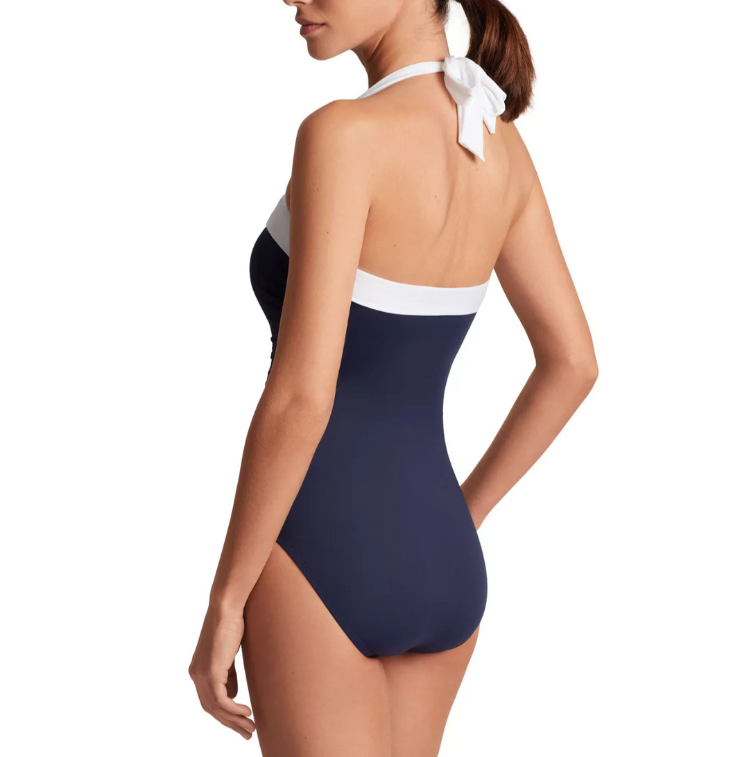 Lauren Ralph Lauren Shirred Bandeau One Piece Swimsuit MSRP $120
