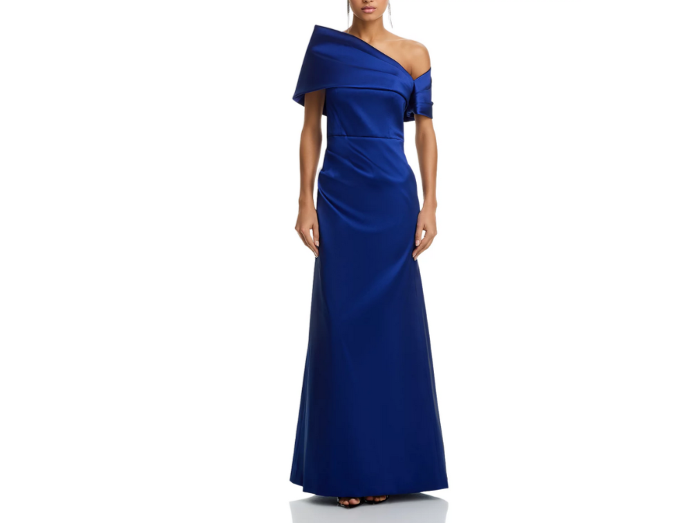 Teri Jon by Rickie Freeman Stretch Mikado Asymmetric Off Shoulder Cuff Gown $920