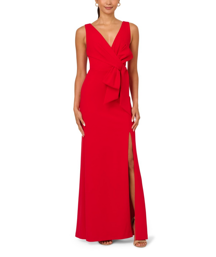 Adrianna Papell Bow-front Crepe Gown
