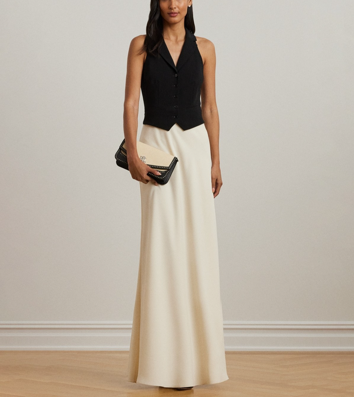 Lauren Ralph Lauren Two-Tone Crepe Sleeveless Gown MSRP $365