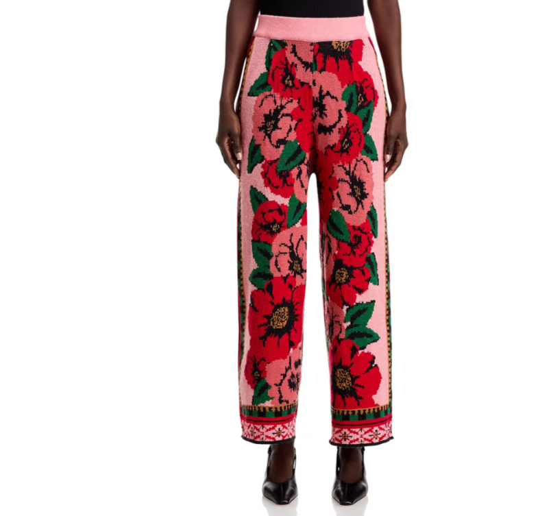 FARM Rio Flower Tapestry Sweater Pants MSRP $210