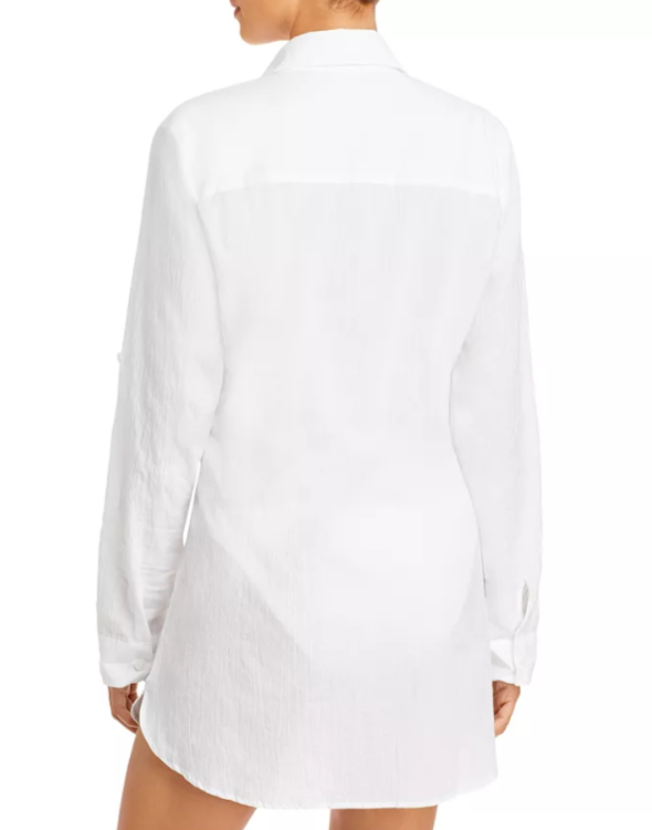 Tommy Bahama Crinkle Boyfriend Shirt Swim Cover-Up MSRP $78
