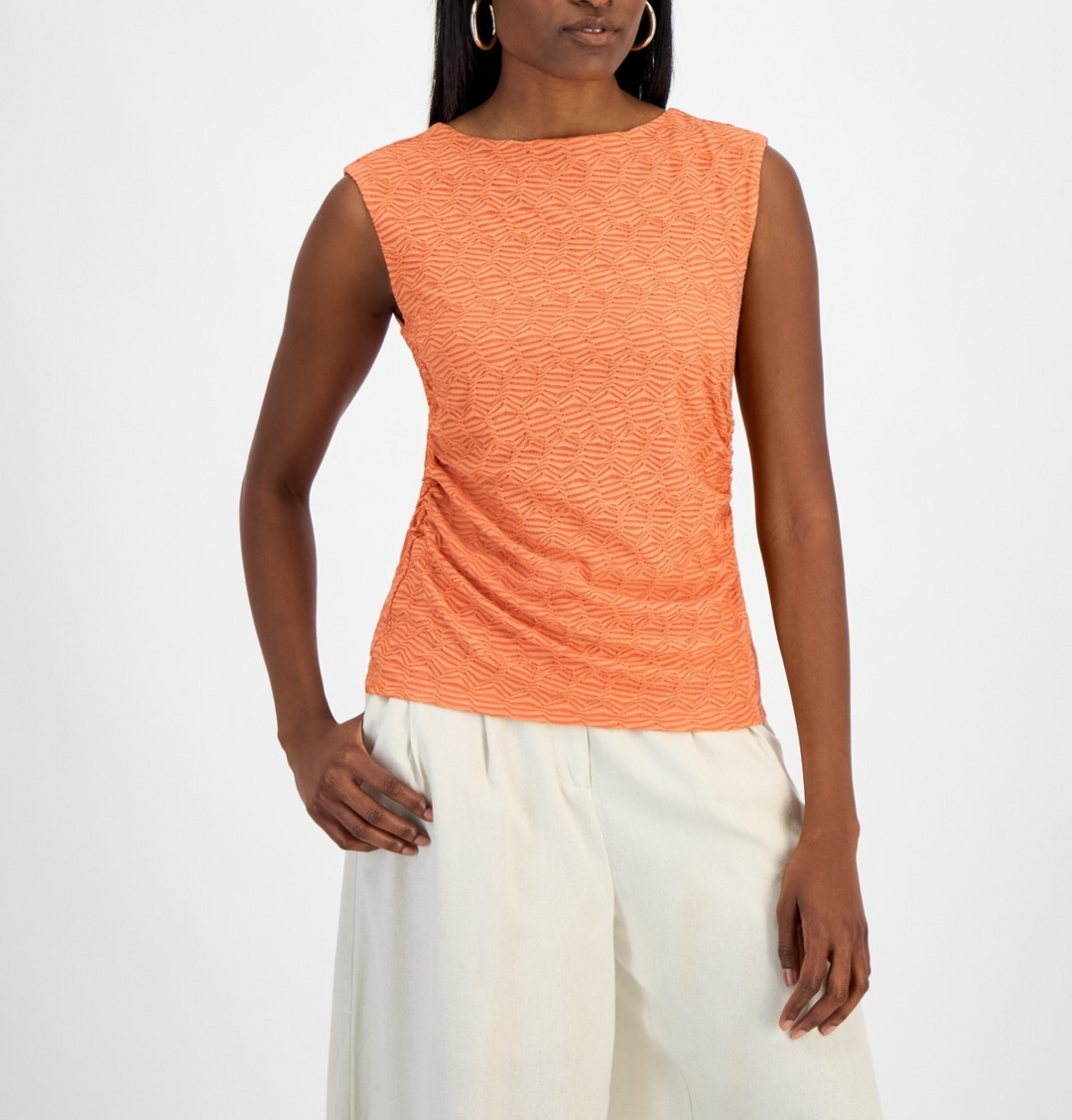 Bar III Women's Sleeveless Honeycomb Top MSRP $59