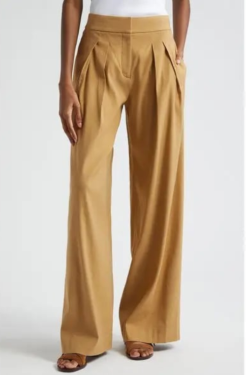 Veronica Beard Jodie Pleat Linen Blend Wide Leg Pants MSRP $548
