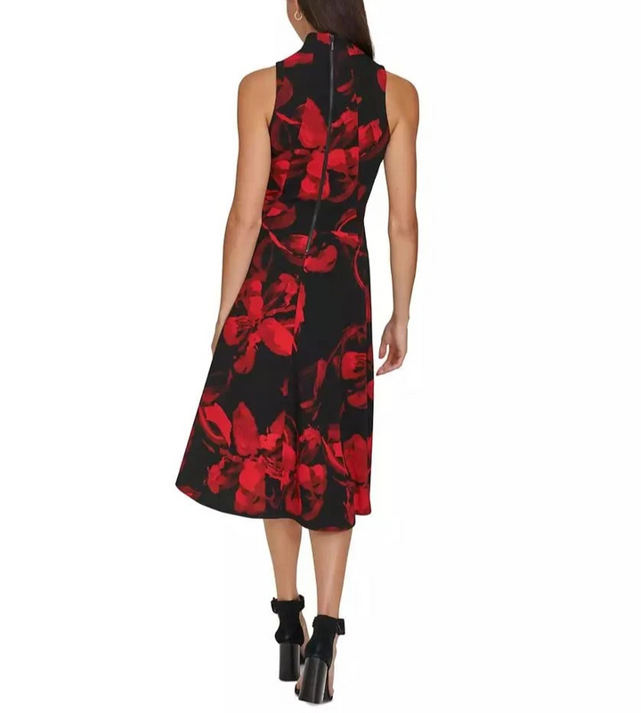 Calvin Klein  Petite Printed V-Neck Sleeveless Dress MSRP $139