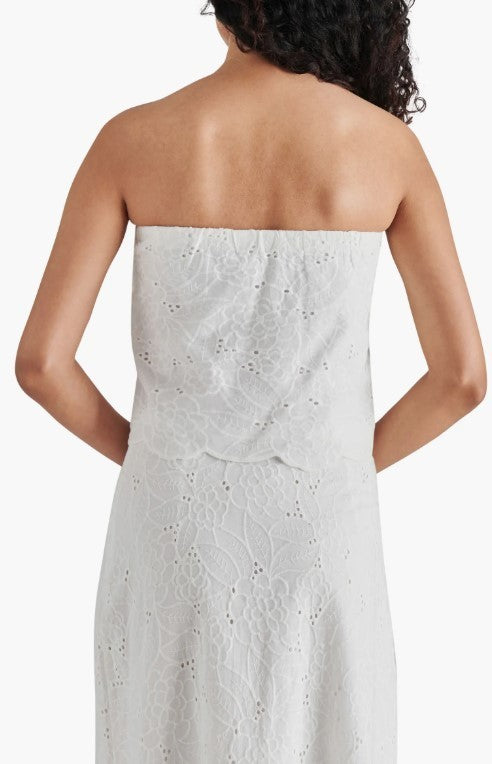 Steve Madden Amalia Strapless Cotton Eyelet Top MSRP $59