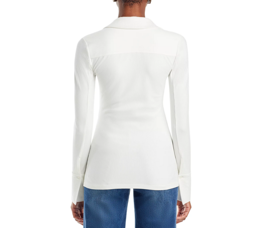 Derek Lam 10 Crosby Chandler Ribbed Button Down Top MSRP $295
