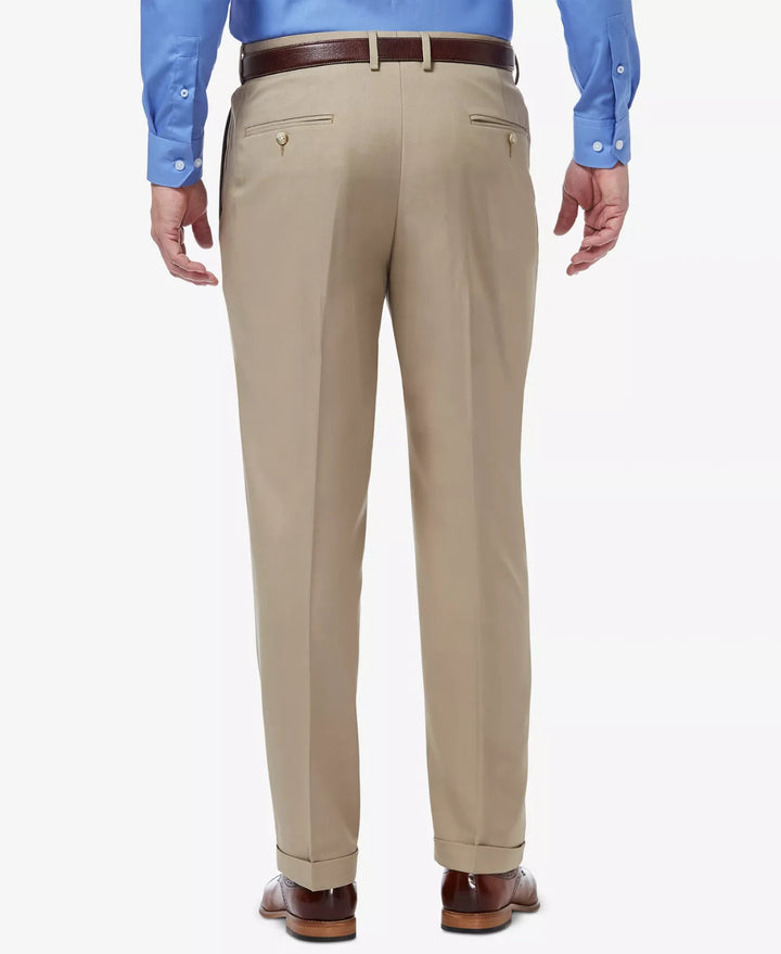 Haggar Men's Premium Comfort Stretch Classic-Fit Solid Pleated Dress Pants 