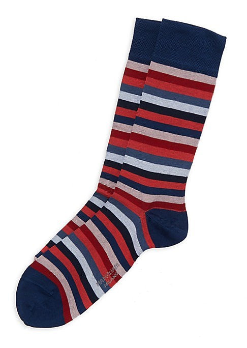 MARCOLIANI Pima Cotton & Nylon Lisle Rainbow Stripe Socks MSRP $34
