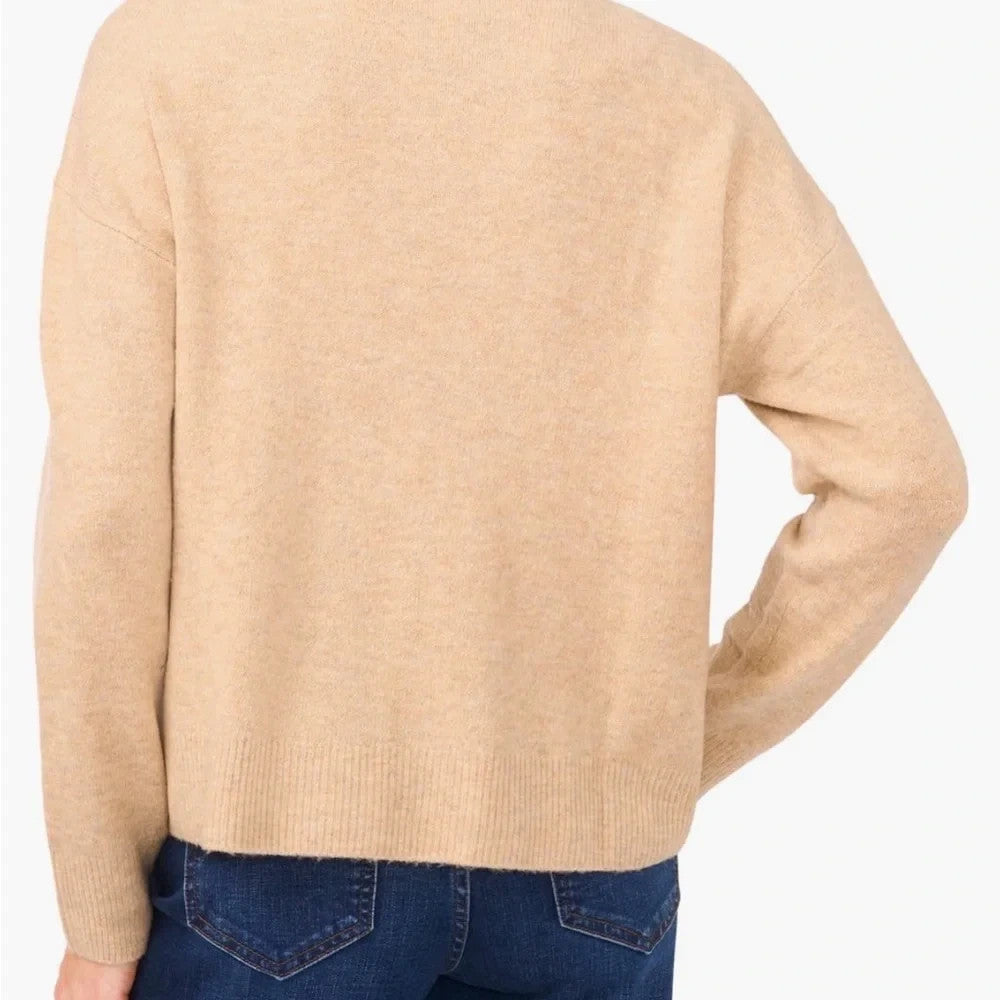 CeCe Multicolor Embroidered Flower Long Sleeves Sweater MSRP $89