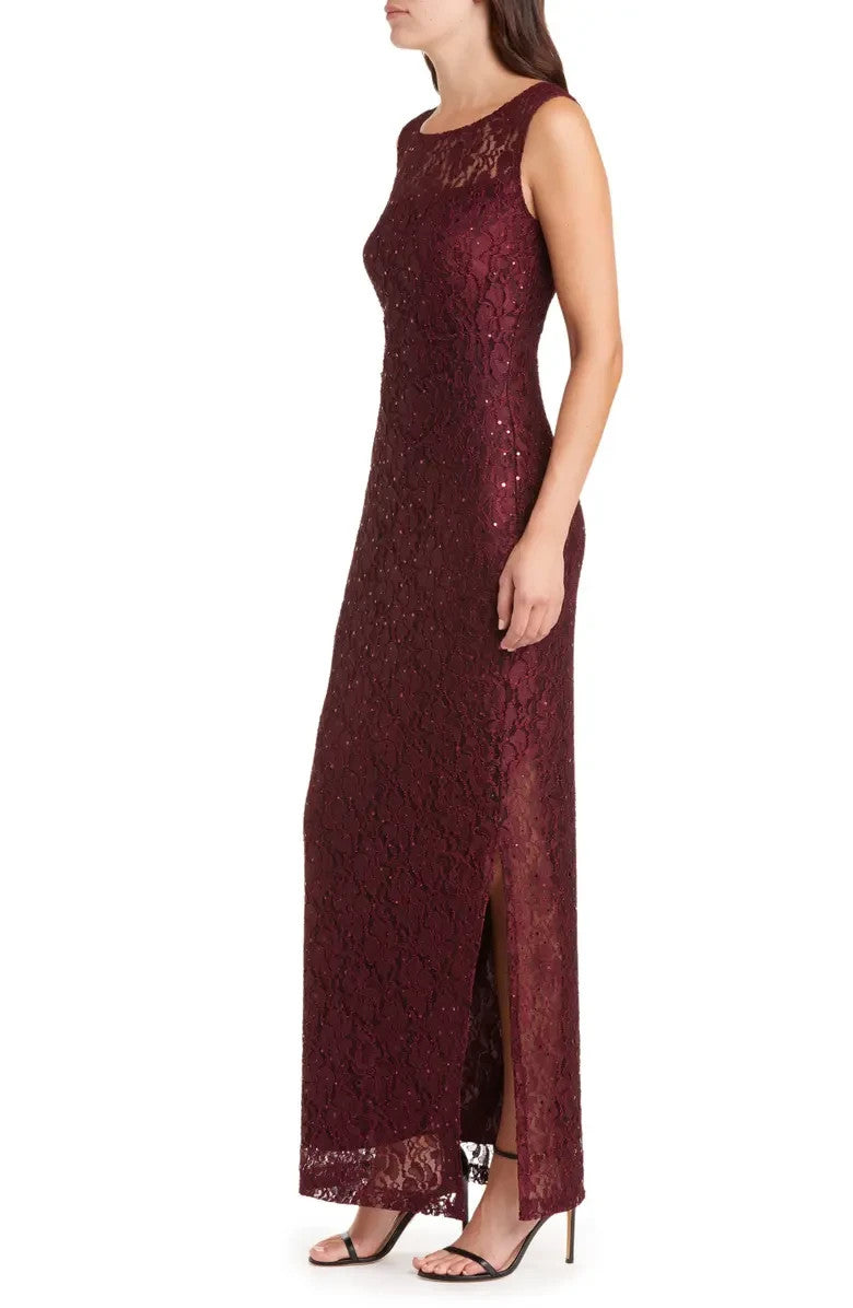 Connected Women's Sequined-Lace Boat-Neck Maxi Dress MSRP $109