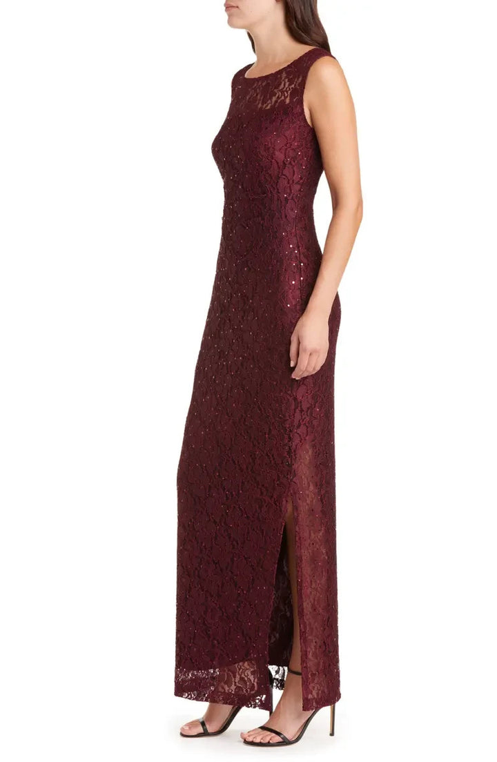Connected Women's Sequined-Lace Boat-Neck Maxi Dress MSRP $109