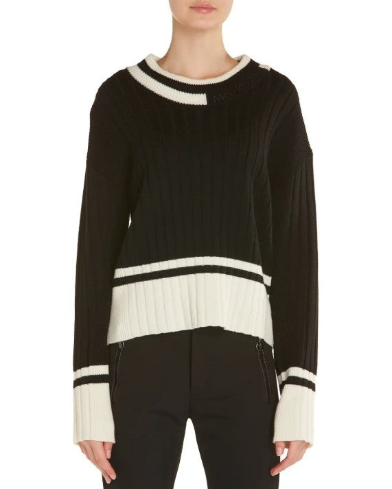 Moncler Color Block Ribbed Wool Sweater MSRP $770