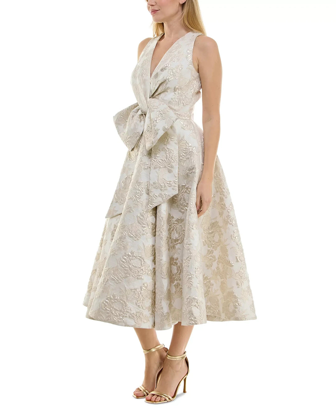 Taylor Women's Metallic Jacquard Sleeveless Fit & Flare Dress MSRP $198