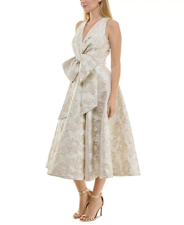 Taylor Women's Metallic Jacquard Sleeveless Fit & Flare Dress MSRP $198