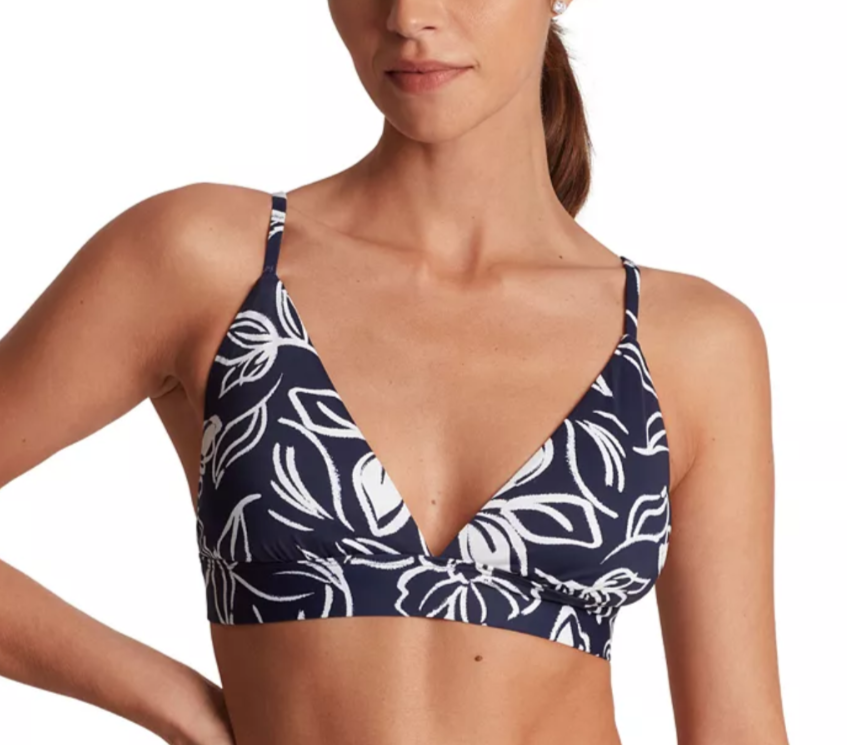 Lauren Ralph Lauren Floral-Print Triangle V-Neck Bikini Top MSRP $90