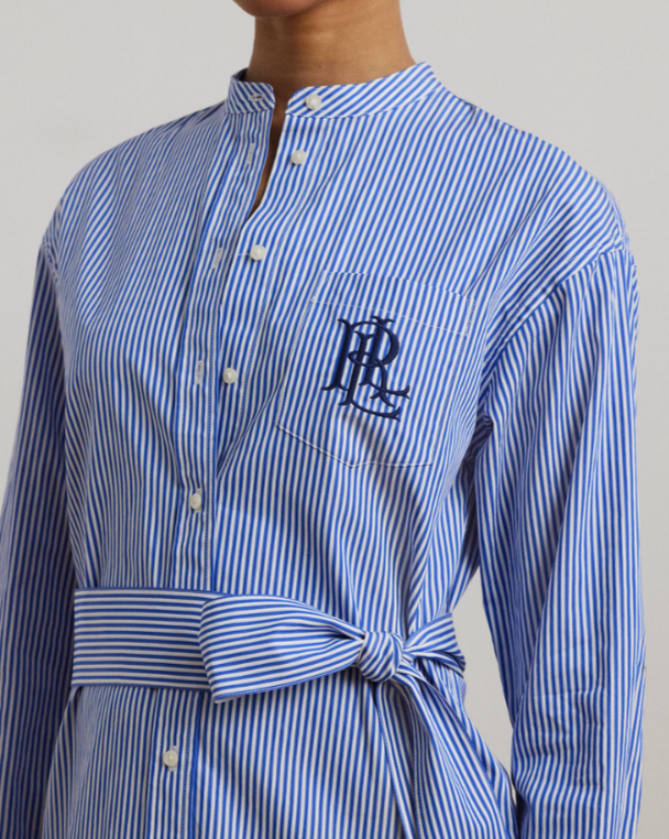 Lauren Ralph Lauren Striped Belted Broadcloth Shirtdress